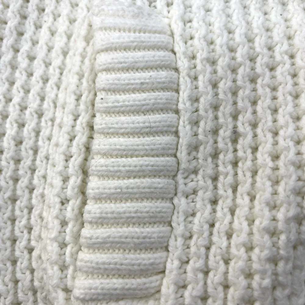 Leif Nelson White Cable Knit Mens Preppy Grandpa Cardigan Fisherman Size Large - Picture 4 of 16